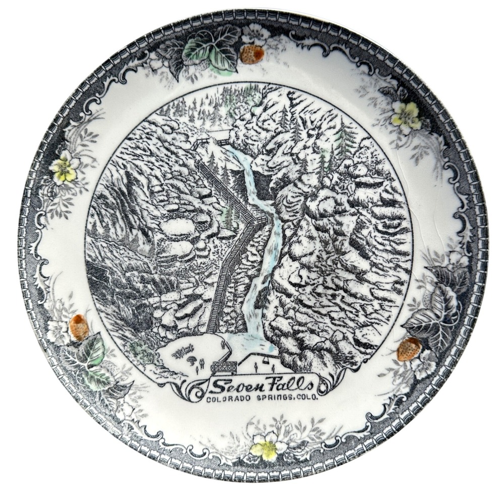 Vintage Seven‎ Falls Colorado Springs Souvenir Plate Made in Japan Wall Decor